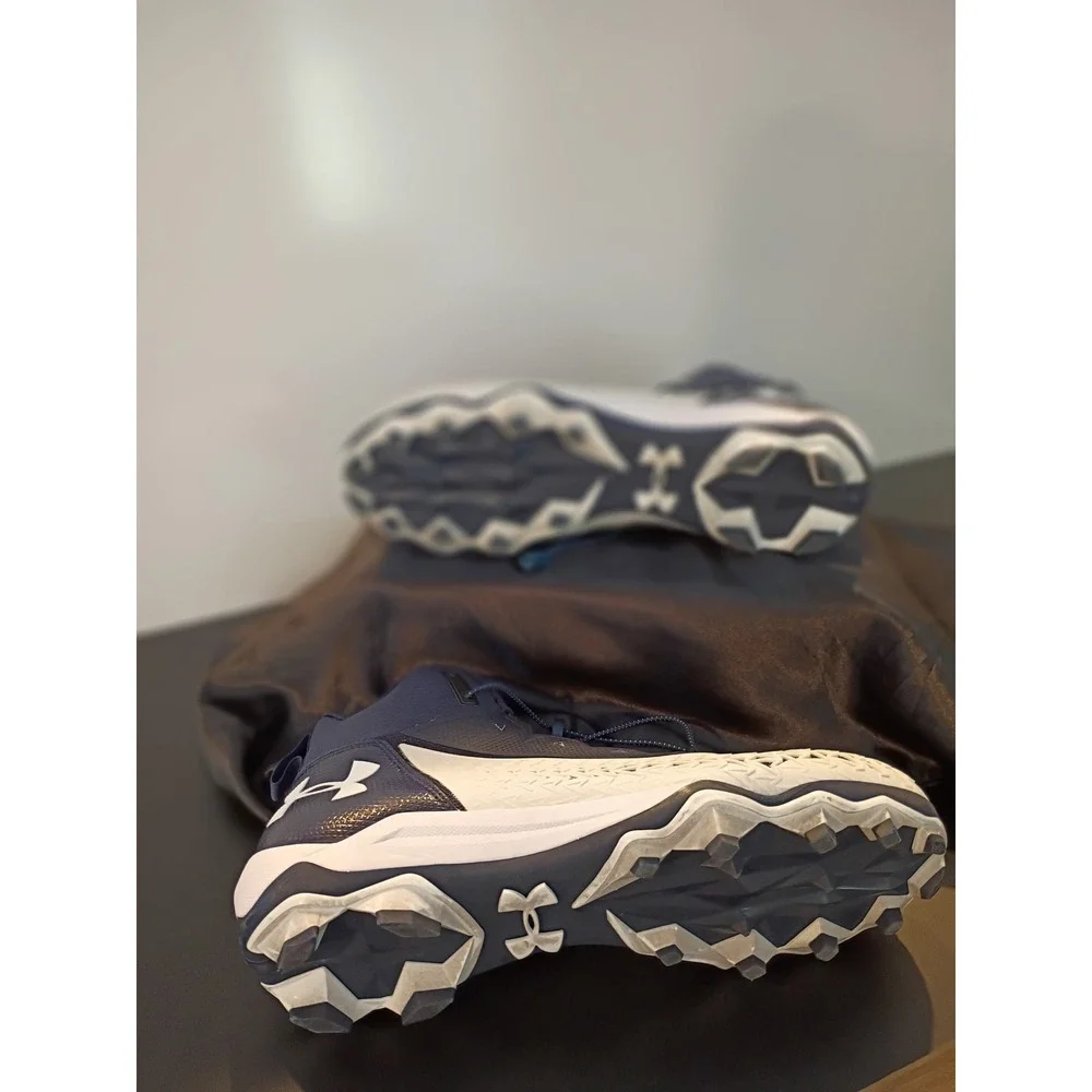 Under Armour Banshee Mid MC‎ Lacrosse Cleats Navy White Mens Size 15 3021193-402